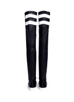 Back View -Click To Enlarge 'E-High' stripe leather thigh high sneaker boots