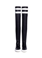 Figure View -Click To Enlarge 'E-High' stripe leather thigh high sneaker boots