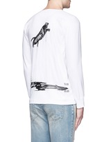 Back View -Click To Enlarge 'Violet' tiger embroidery Henley shirt