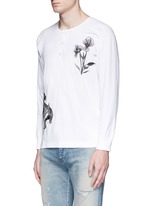 Front View -Click To Enlarge 'Violet' tiger embroidery Henley shirt