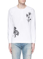 Main View -Click To Enlarge 'Violet' tiger embroidery Henley shirt