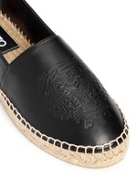 Detail View -Click To Enlarge Embossed tiger head leather espadrille slip-ons