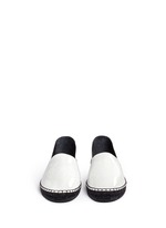 Front View -Click To Enlarge Embossed tiger head patent espadrille slip-ons