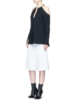Figure View -Click To Enlarge Belted double weave crepe skirt