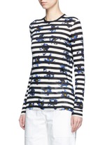 Front View -Click To Enlarge Floral stripe long sleeve cotton T-shirt