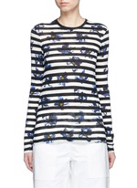 Main View -Click To Enlarge Floral stripe long sleeve cotton T-shirt