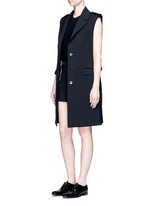 Figure View -Click To Enlarge Virgin wool blend twill oversize sleeveless jacket