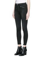 Front View -Click To Enlarge High waist biker denim pants