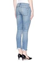 Back View -Click To Enlarge 'Tomboy' stripe patch distressed slim fit jeans