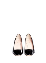 Front View -Click To Enlarge 'Dawson Too' faceted heel patent leather pumps