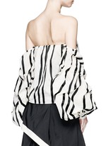 Back View -Click To Enlarge 'Frida' stripe off-shoulder organza cropped top