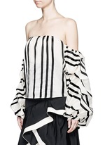 Front View -Click To Enlarge 'Frida' stripe off-shoulder organza cropped top