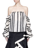 Main View -Click To Enlarge 'Frida' stripe off-shoulder organza cropped top