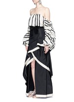 Figure View -Click To Enlarge 'Frida' stripe off-shoulder organza cropped top