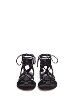 Front View -Click To Enlarge 'Roman Flat' suede gladiator sandals