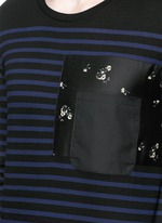 Detail View -Click To Enlarge Floral print pocket sailor stripe T-shirt