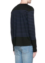 Back View -Click To Enlarge Floral print pocket sailor stripe T-shirt