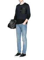 Figure View -Click To Enlarge Floral print pocket sailor stripe T-shirt