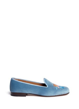 Main View - Click To Enlarge Main View - Click To Enlarge - Stubbs & Wootton - Mermaid embroidery velvet slip-ons