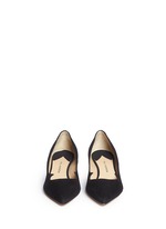 Front View -Click To Enlarge 'Ankara' Swarovski crystal pavé heel suede pumps