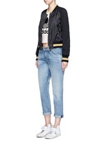 Figure View -Click To Enlarge Trefoil logo print quilted knit cropped T-shirt