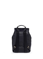 Back View -Click To Enlarge Leather trim nylon backpack
