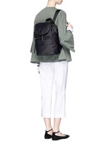 Figure View -Click To Enlarge Leather trim nylon backpack