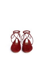 Front View -Click To Enlarge Lace-up suede mules