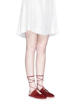 Figure View -Click To Enlarge Lace-up suede mules