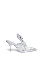 Main View -Click To Enlarge 'Show' decorative lace-up metallic leather mules