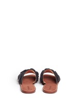 Back View -Click To Enlarge 'Ann' kiltie ruffle suede slide sandals
