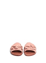 Front View -Click To Enlarge 'Ann' kiltie ruffle suede slide sandals