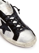 Detail View -Click To Enlarge 'Superstar' star patch metallic leather sneakers