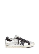 Main View -Click To Enlarge 'Superstar' star patch metallic leather sneakers