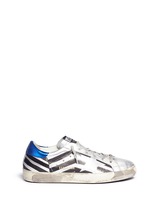 Main View -Click To Enlarge 'Superstar' flag stripe metallic leather sneakers