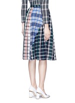 Back View -Click To Enlarge Patchwork plaid pleated cotton skirt