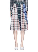 Main View -Click To Enlarge Patchwork plaid pleated cotton skirt