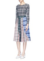Figure View -Click To Enlarge Patchwork plaid pleated cotton skirt