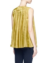 Back View -Click To Enlarge Neck tie pleated charmeuse sleeveless top