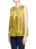 Front View -Click To Enlarge Neck tie pleated charmeuse sleeveless top