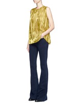 Figure View -Click To Enlarge Neck tie pleated charmeuse sleeveless top