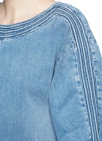 Detail View -Click To Enlarge Frayed trim cotton denim dress
