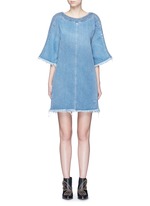 Main View -Click To Enlarge Frayed trim cotton denim dress