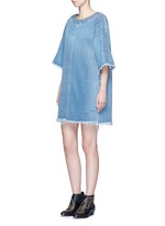 Figure View -Click To Enlarge Frayed trim cotton denim dress