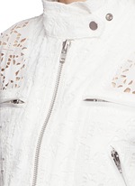 Detail View -Click To Enlarge Star lace drawstring biker long coat