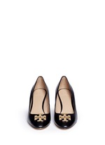 Figure View -Click To Enlarge 'Raleigh' metal logo leather wedge pumps