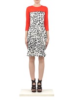 St. John&nbsp;Leopard pattern colour-block dress