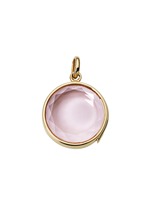 Main View -Click To Enlarge 14k yellow gold rose quartz round locket - Medium 18mm