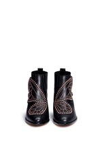 Front View -Click To Enlarge 'Karina' butterfly stud embellished leather boots