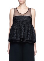 Main View -Click To Enlarge Tulle panel silk blend jacquard top